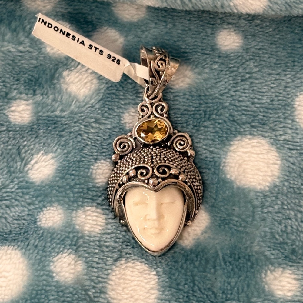 Sterling Silver Handmade Balinese Citrine Pendant